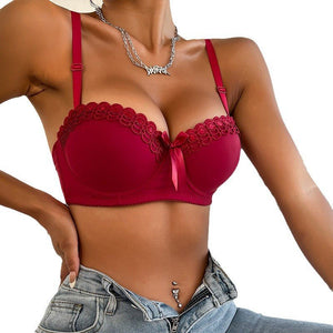 French style bra smooth surface with steel ring adjustment shape up to show, half cup bra - Negative Apparel