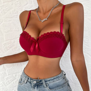 French style bra smooth surface with steel ring adjustment shape up to show, half cup bra - Negative Apparel