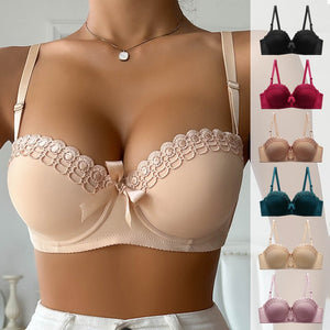 French style bra smooth surface with steel ring adjustment shape up to show, half cup bra - Negative Apparel