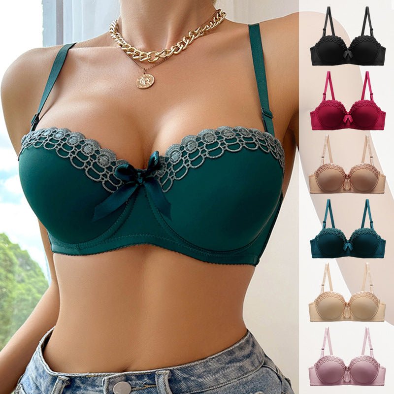 French style bra smooth surface with steel ring adjustment shape up to show, half cup bra - Negative Apparel