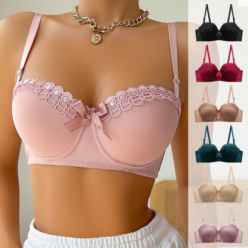 French style bra smooth surface with steel ring adjustment shape up to show, half cup bra - Negative Apparel