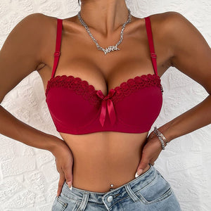 French style bra smooth surface with steel ring adjustment shape up to show, half cup bra - Negative Apparel