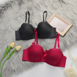 French style bra smooth surface with steel ring adjustment shape up to show, half cup bra - Negative Apparel