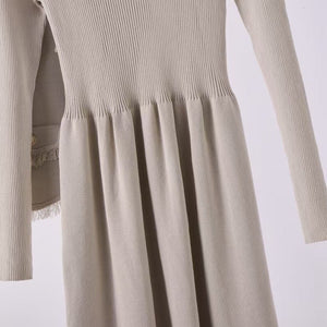 French tassel small fragrant style vest jacket dress two - piece set - Negative Apparel