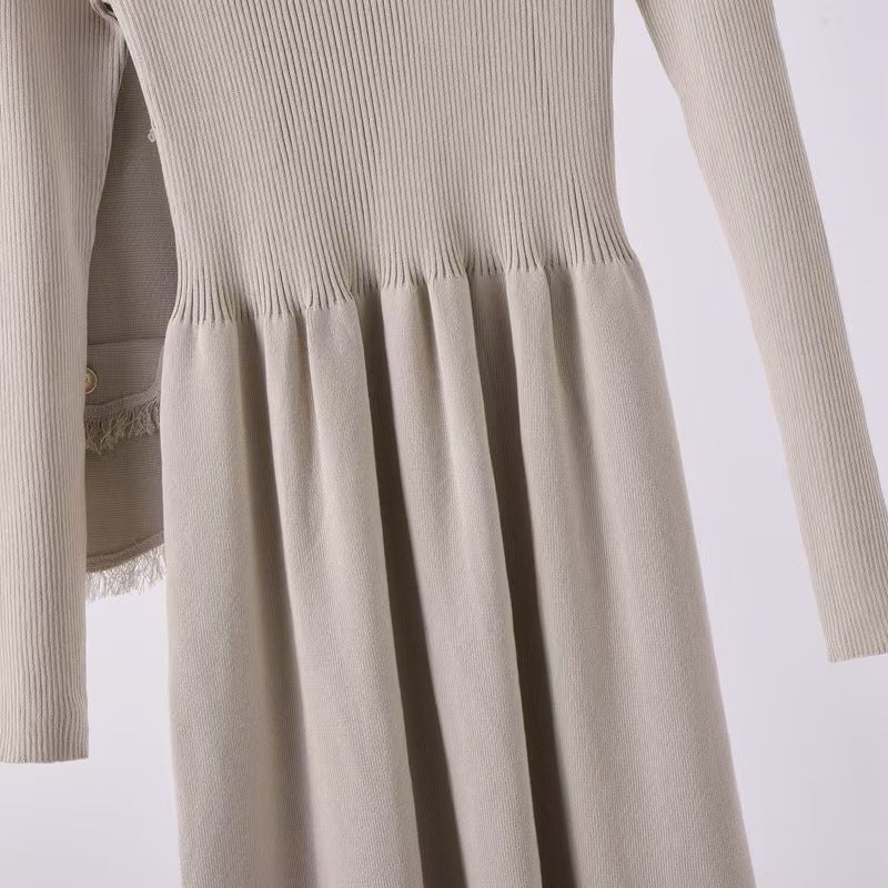 French tassel small fragrant style vest jacket dress two - piece set - Negative Apparel