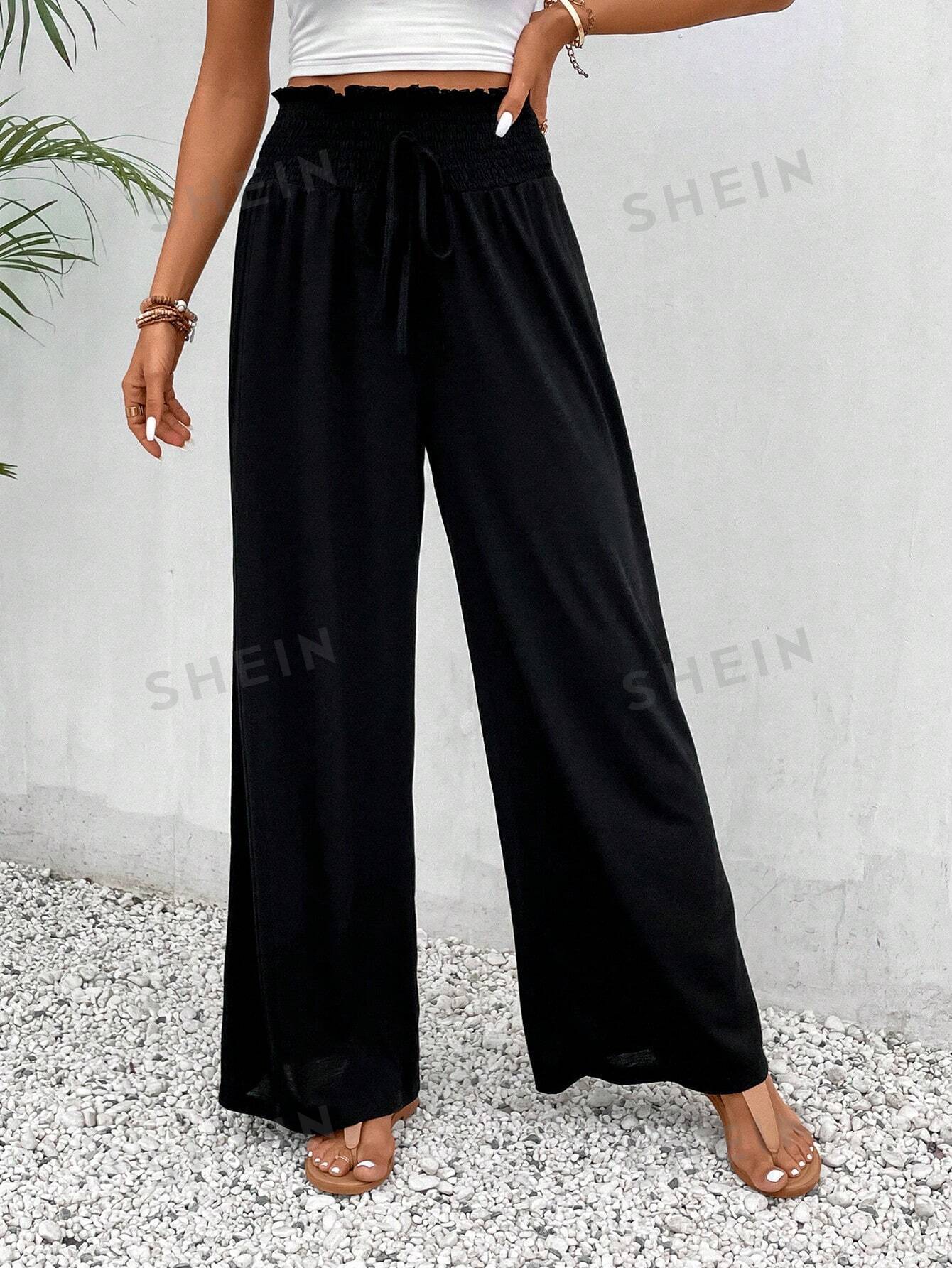 Frenchy Paperbag Waist Knot Front Wide Leg Pants - Negative Apparel