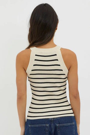 Frenchy Striped Knit Fitted Top - Negative Apparel