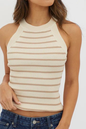 Frenchy Striped Knit Fitted Top - Negative Apparel