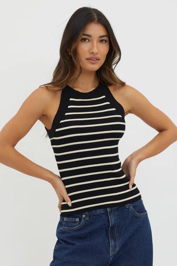 Frenchy Striped Knit Fitted Top - Negative Apparel