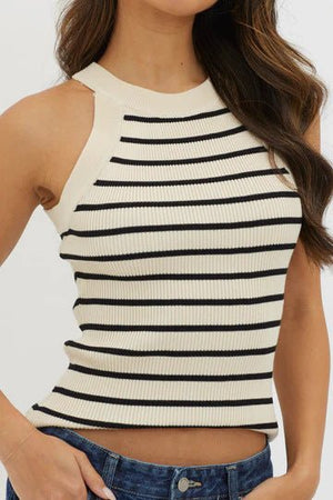 Frenchy Striped Knit Fitted Top - Negative Apparel