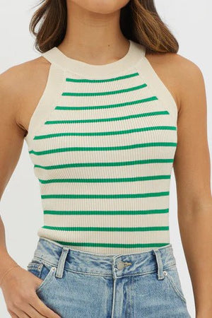 Frenchy Striped Knit Fitted Top - Negative Apparel