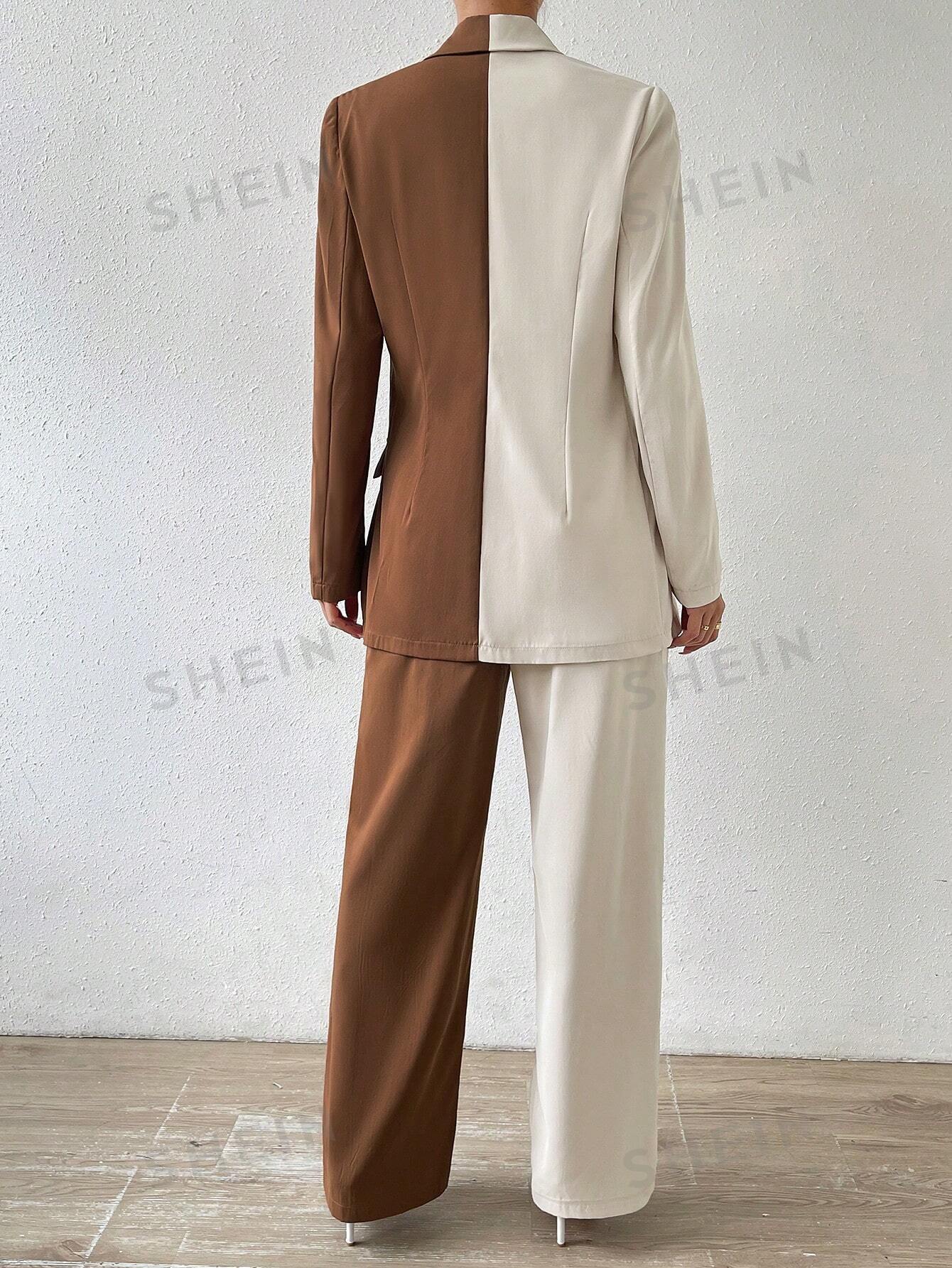 Frenchy Two Tone Double Button Blazer & Suit Pants - Negative Apparel