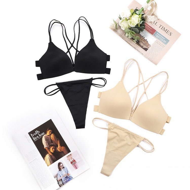 Front buckle, no steel ring yoga push up anti - lower plate sxy bra set - Negative Apparel