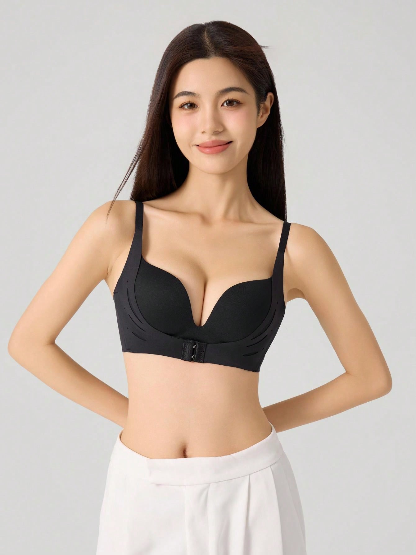 Front Closure Push Up Bra With Thick Padding, Wireless [For Small Bust] - Negative Apparel