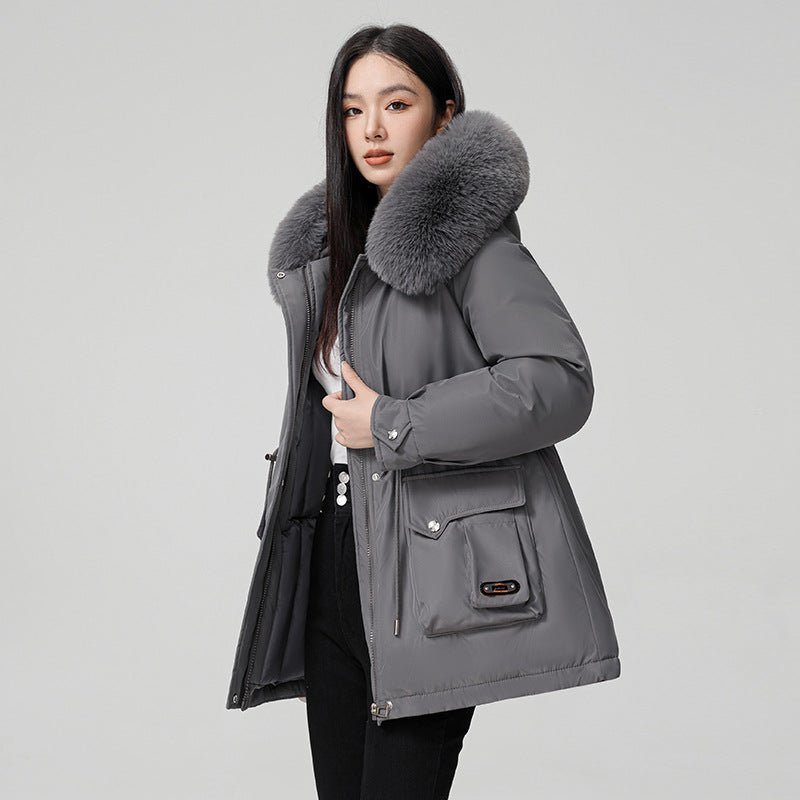 Fur Collar thickened jacket with large pockets Jacket - Negative Apparel