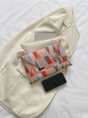 Geometric Pattern Metal Decor Square Bag - Negative Apparel