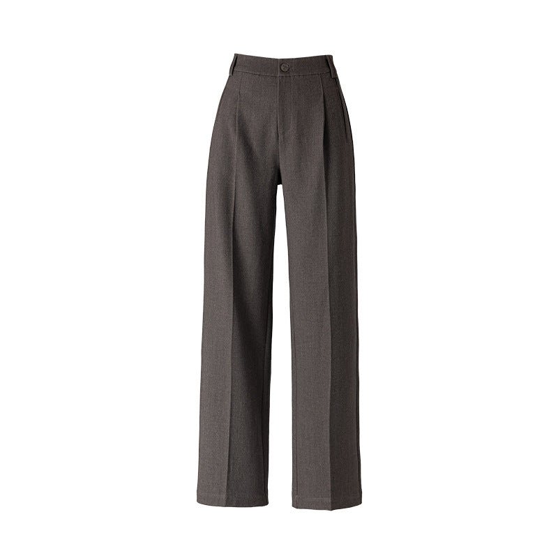 Gray Tencel wool narrow version suit pants 2024 autumn and winter drape loose professional thin wide - leg pants women - Negative Apparel