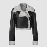Grey Women's Faux Leather Jacket – Street Hipster Style Jacket - Negative Apparel
