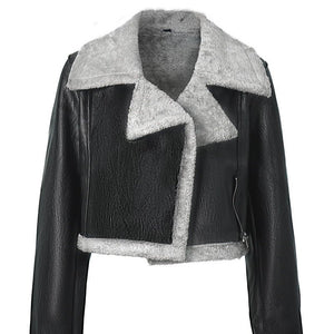 Grey Women's Faux Leather Jacket – Street Hipster Style Jacket - Negative Apparel