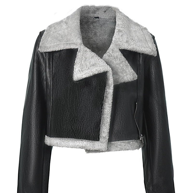 Grey Women's Faux Leather Jacket – Street Hipster Style Jacket - Negative Apparel