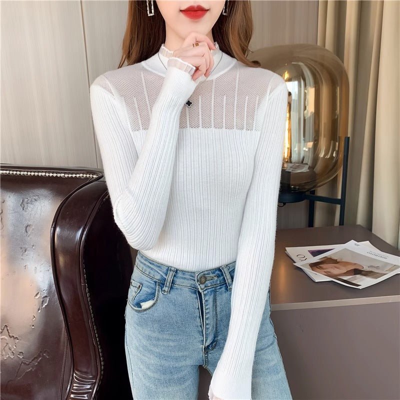 Half-high collar lace knitted sweater top Negative Apparel