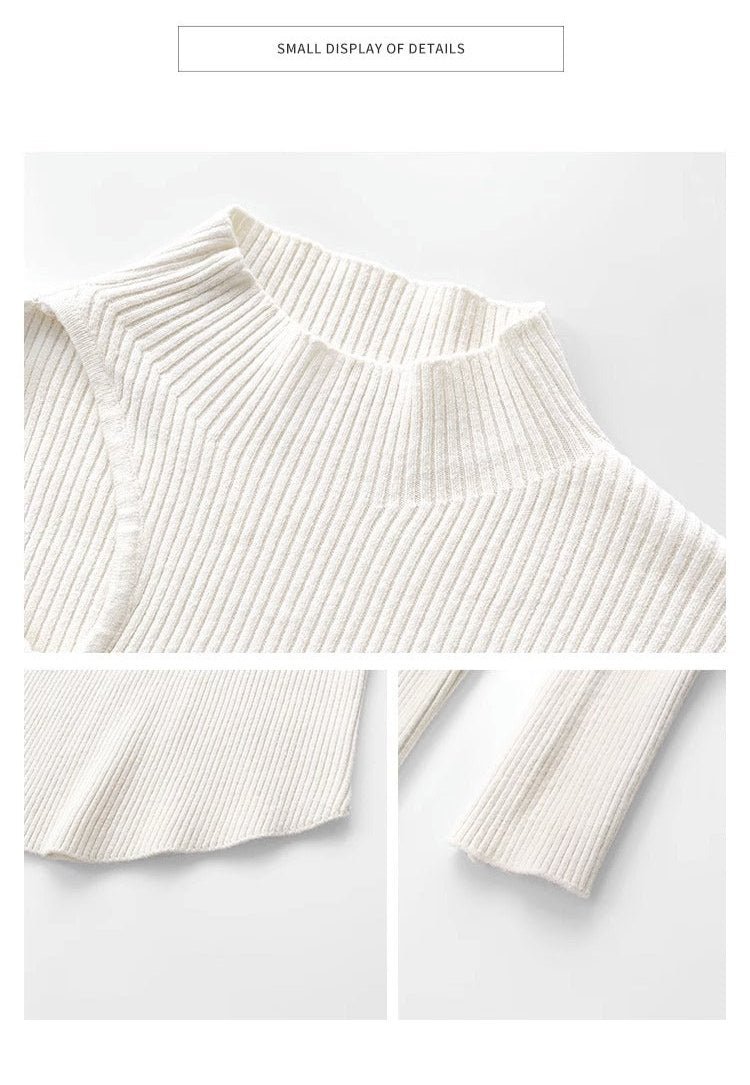 Half turtleneck hollow knitted winter tops - Negative Apparel