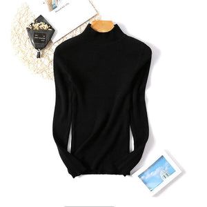 Half turtleneck sweater womens pullover slim knitted bottoming shirt - Negative Apparel