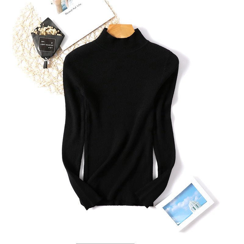 Half turtleneck sweater womens pullover slim knitted bottoming shirt - Negative Apparel