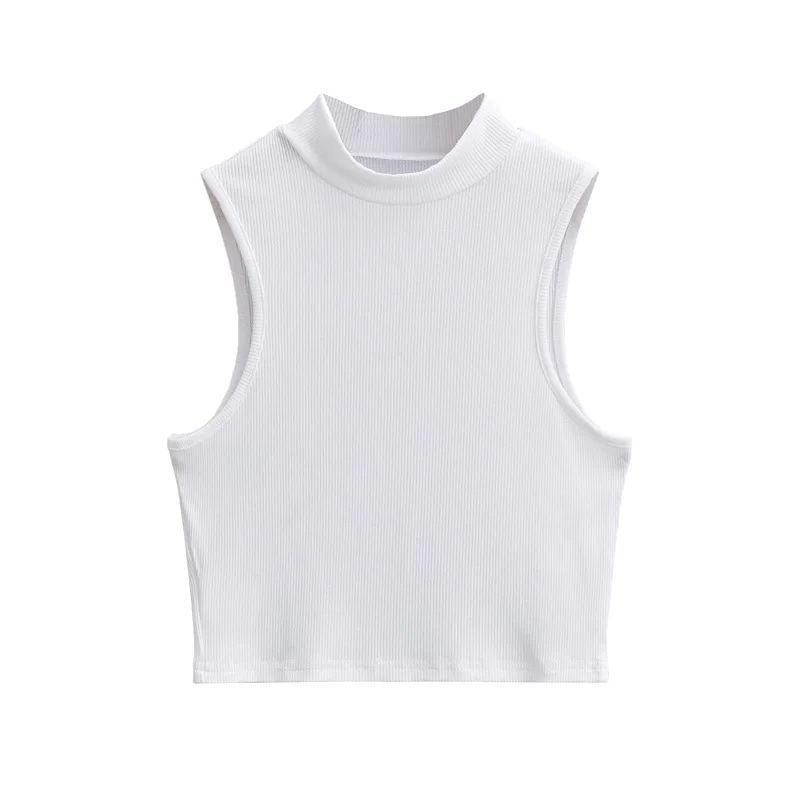 Half turtleneck vest female outer wear trend summer new ins sleeveless short slim cami top - Negative Apparel