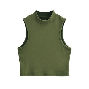 Half turtleneck vest female outer wear trend summer new ins sleeveless short slim cami top - Negative Apparel