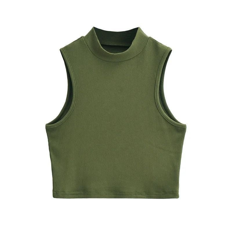 Half turtleneck vest female outer wear trend summer new ins sleeveless short slim cami top - Negative Apparel