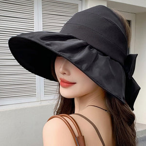 Hat for women summer small fresh sweet mesh empty top hat new outdoor travel bow sun hat - Negative Apparel