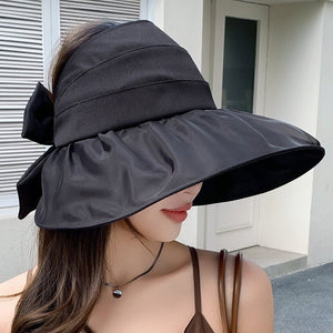 Hat for women summer small fresh sweet mesh empty top hat new outdoor travel bow sun hat - Negative Apparel