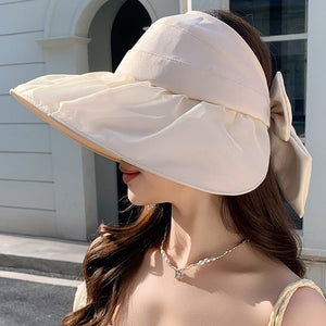 Hat for women summer small fresh sweet mesh empty top hat new outdoor travel bow sun hat - Negative Apparel