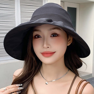 Hat for women summer small fresh sweet mesh empty top hat new outdoor travel bow sun hat - Negative Apparel