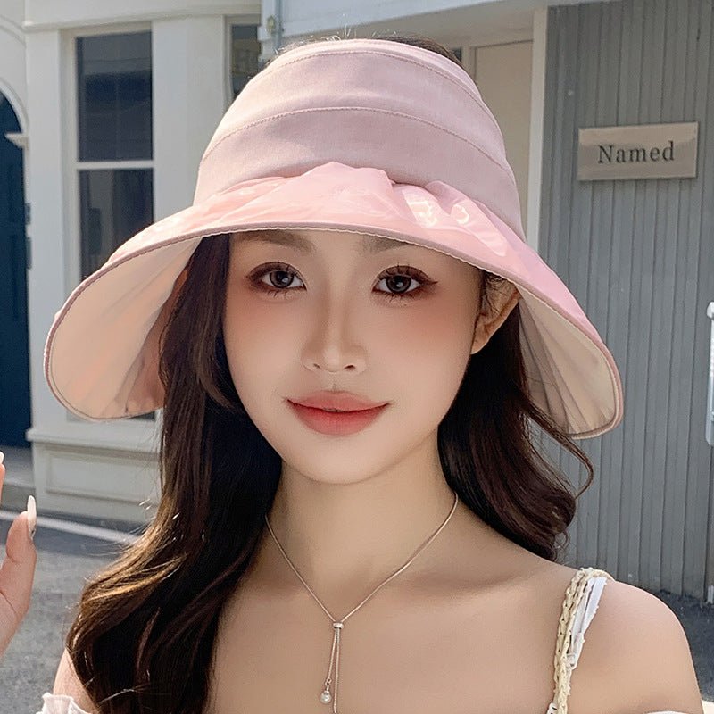 Hat for women summer small fresh sweet mesh empty top hat new outdoor travel bow sun hat - Negative Apparel