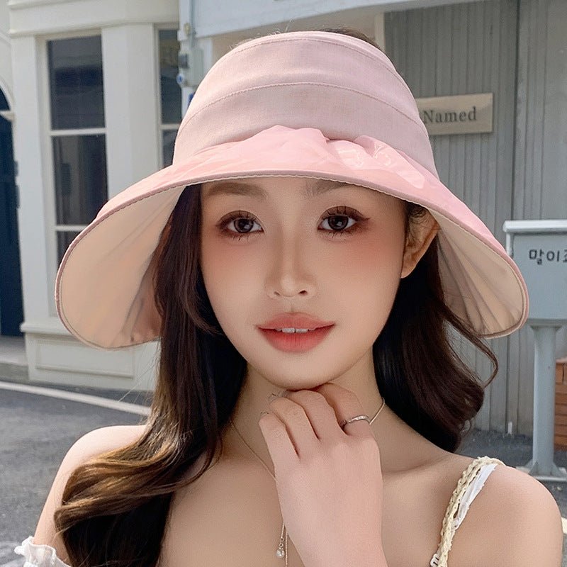 Hat for women summer small fresh sweet mesh empty top hat new outdoor travel bow sun hat - Negative Apparel
