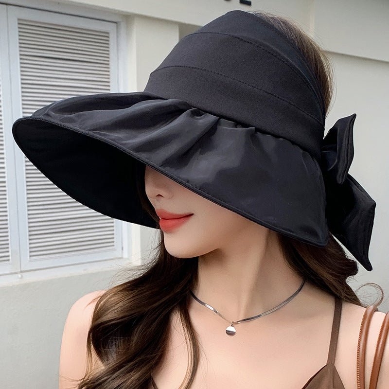 Hat for women summer small fresh sweet mesh empty top hat new outdoor travel bow sun hat - Negative Apparel