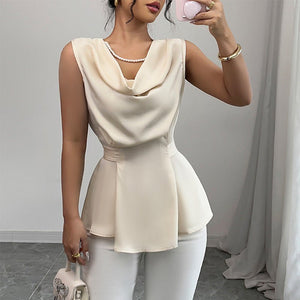 Heap collar shirt waist lace - up top - Negative Apparel
