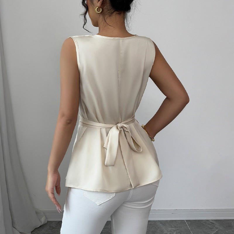 Heap collar shirt waist lace - up top - Negative Apparel