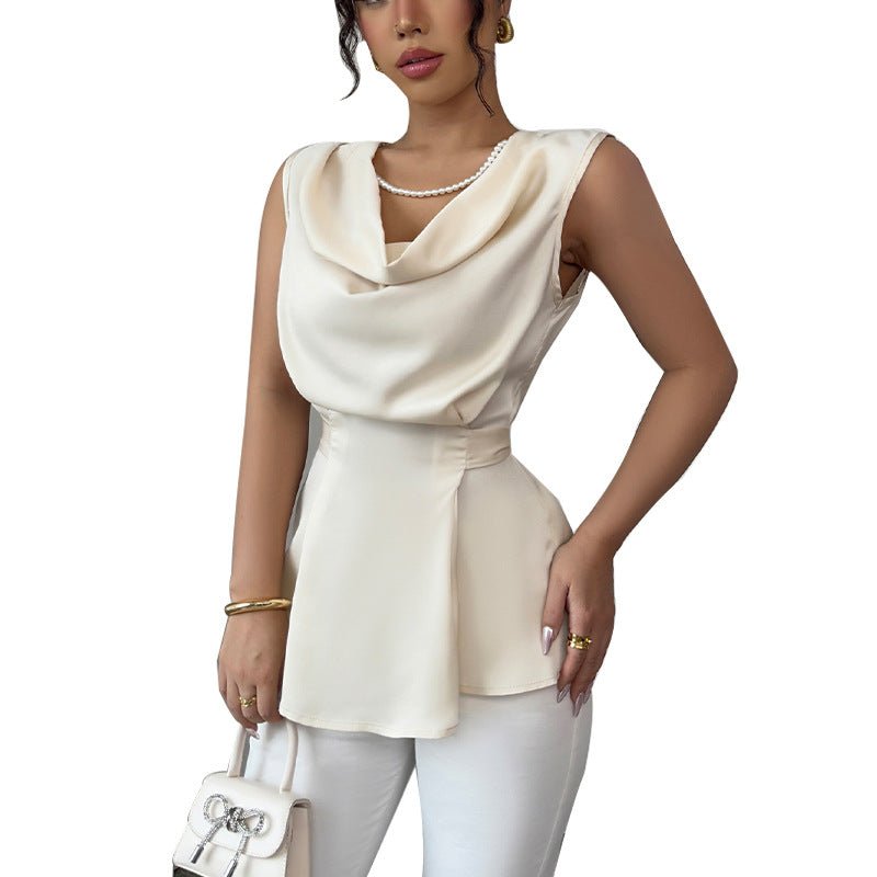 Heap collar shirt waist lace - up top - Negative Apparel