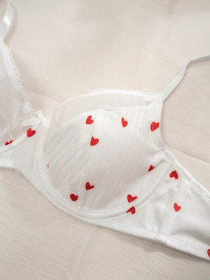 Heart Print Bra Lingerie - Negative Apparel