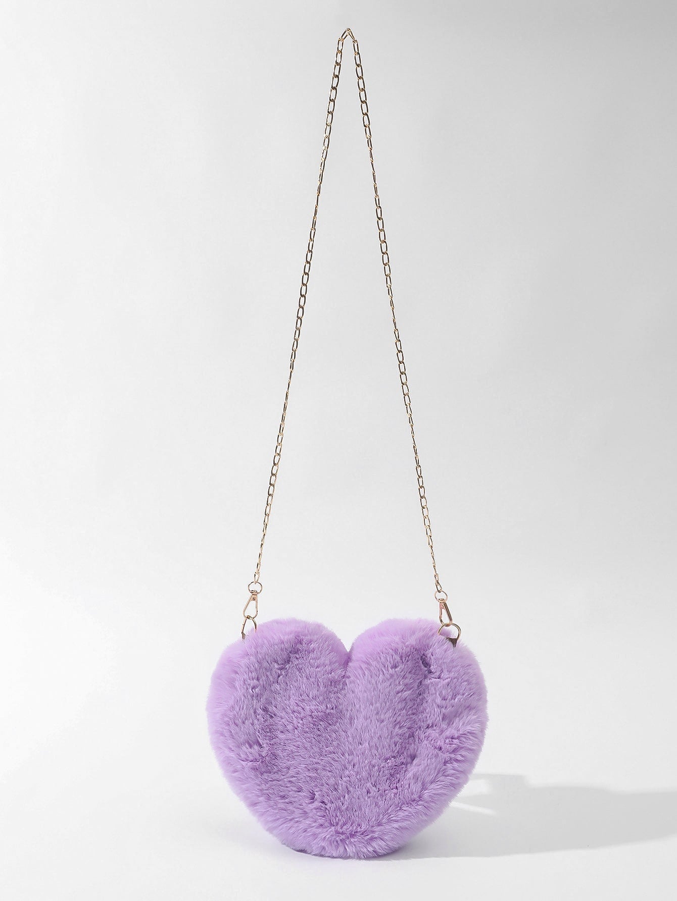 Heart - Shaped Mini Fluffy Shoulder Bag with Chain Crossbody & Cute Zipper Purse - Negative Apparel