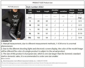 Heavy Industry Butterfly Hot Diamond Long Sleeve Bottom T-Shirt Top Women - Negative Apparel