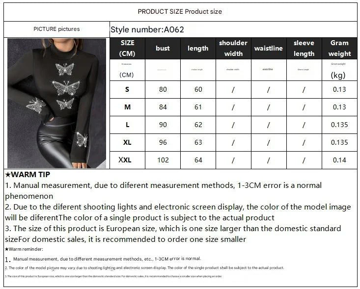 Heavy Industry Butterfly Hot Diamond Long Sleeve Bottom T-Shirt Top Women - Negative Apparel