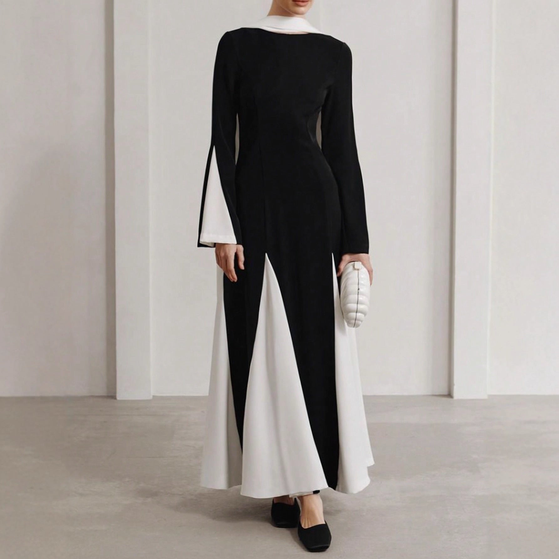 High - end dress women's niche high - end splicing long A - shaped skirt - Negative Apparel