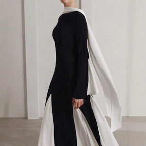 High - end dress women's niche high - end splicing long A - shaped skirt - Negative Apparel