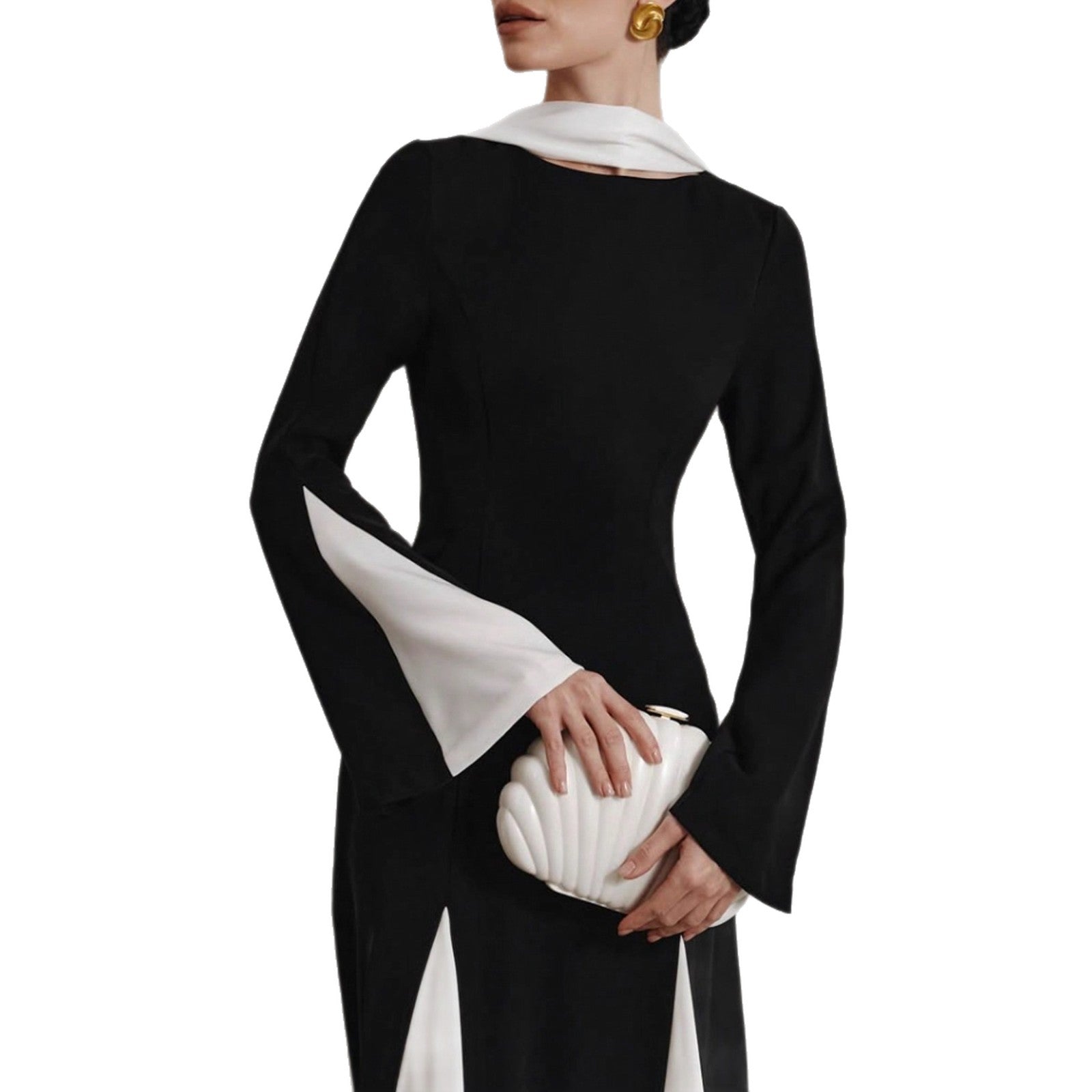 High - end dress women's niche high - end splicing long A - shaped skirt - Negative Apparel