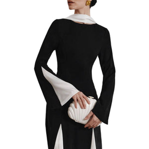 High - end dress women's niche high - end splicing long A - shaped skirt - Negative Apparel