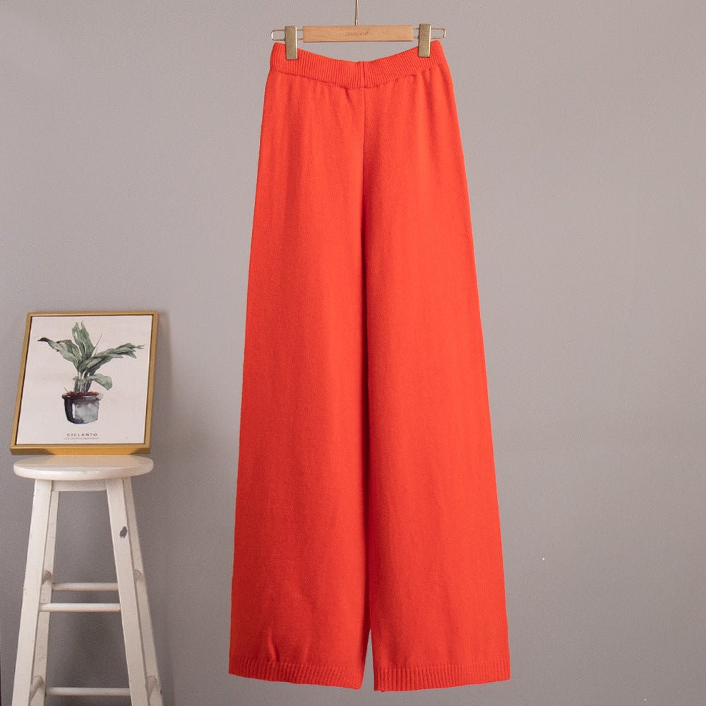 High - neck sweater co - ords loose casual lazy thickened wide leg trousers suit - Negative Apparel